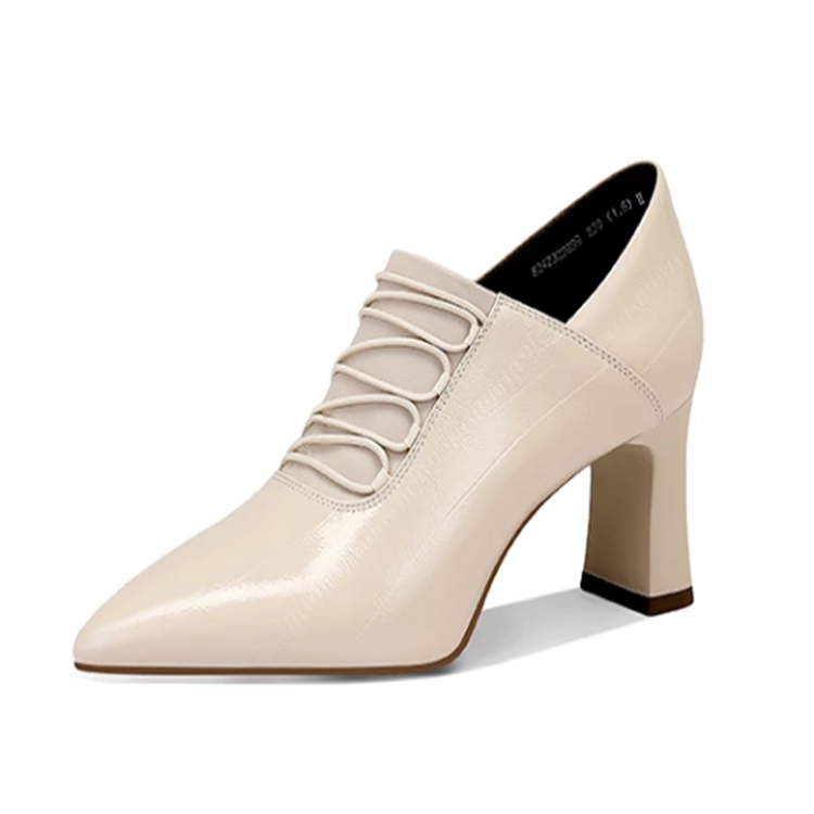 JESSICA SOPHIA Cow Leather Chunky Heel High Heels 6.5cm Women's