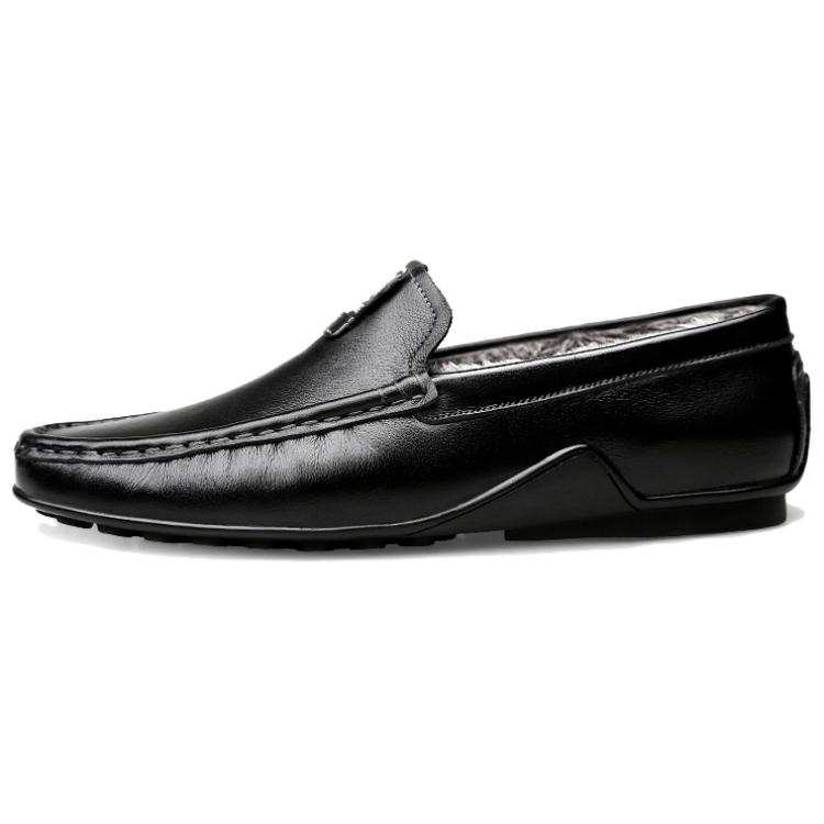 CKVUSAMG Top Grain Cow Leather Gommino Loafers Men's Black