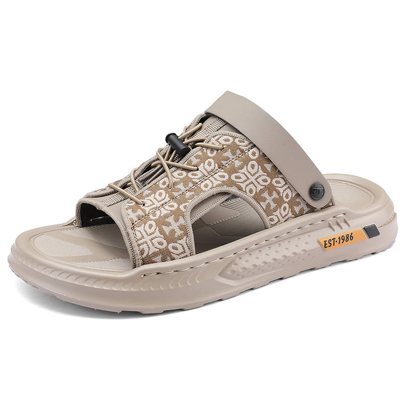 CAOZE Beach Sandals Men's Black, Khaki