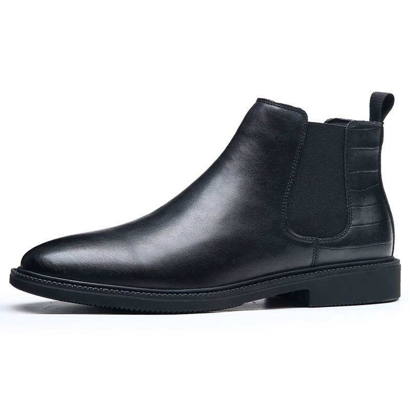 KACHILANG Cow Split Leather Chelsea Boots Men's Black