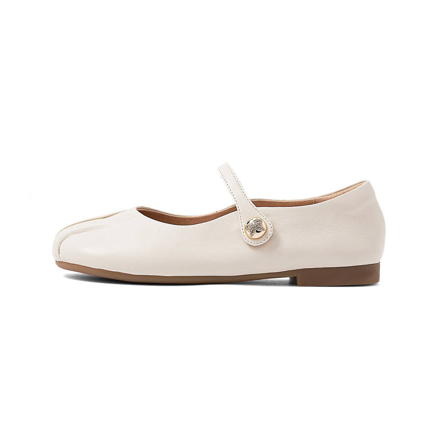 COMELY Sheepskin Flat Mary Jane Shoes 1.5cm Women's