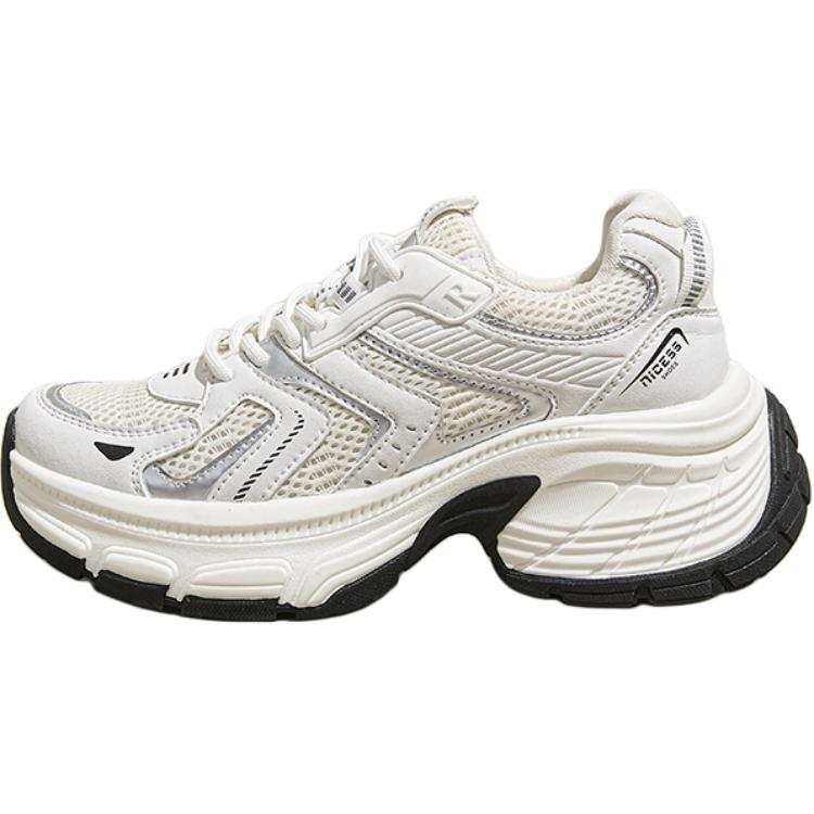 QINGZHUHU Synthetic Leather Abrasion Resistant Breathable Moisture Wicking Low top Chunky Sneakers Women's