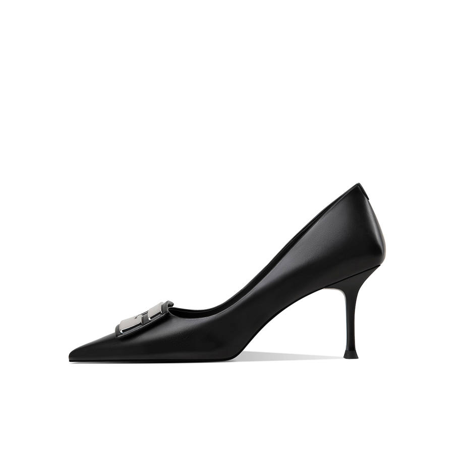 Shesrim Leather Slim Heel High Heels 7.5cm Women's