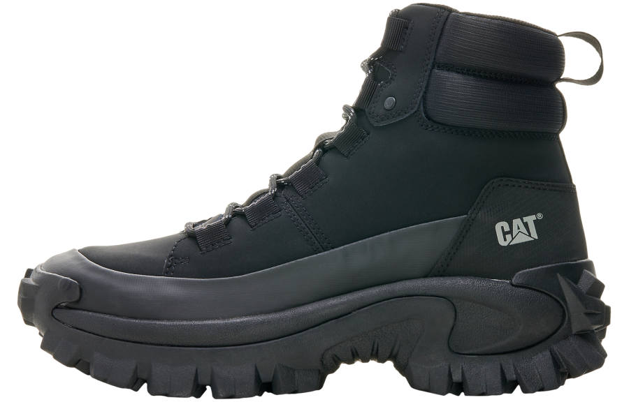 CAT Re Powered Moon Rover Collection, Explorer Top Grain Cow Leather Comfortable Short Combat Boots Unisex Black