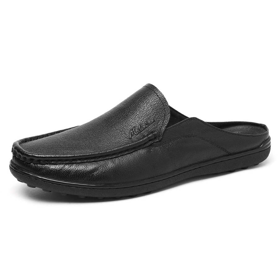 Mulinsen Abrasion Resistant Closed Toe Slippers Men's Black
