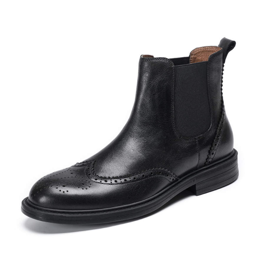 Devanro Devanro Cow Leather Short Chelsea Boots Men's
