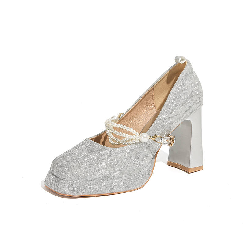 Zubumei Leather Chunky Heel High Heels Women's