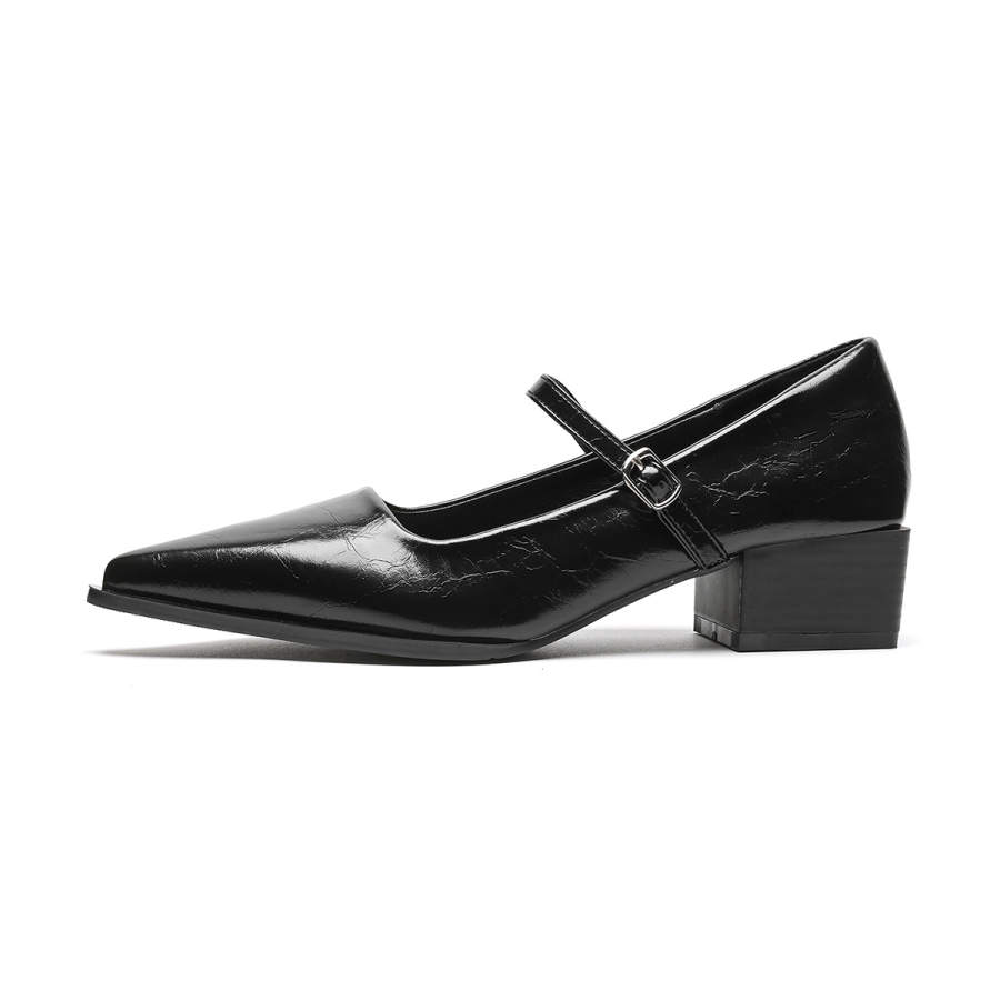 QITUMAUL Microfiber Leather Chunky Heel Mary Jane Shoes Women's