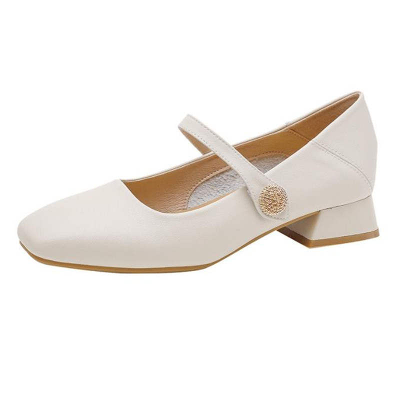 TATAYA Cow Leather Chunky Heel Mary Jane Shoes Women's