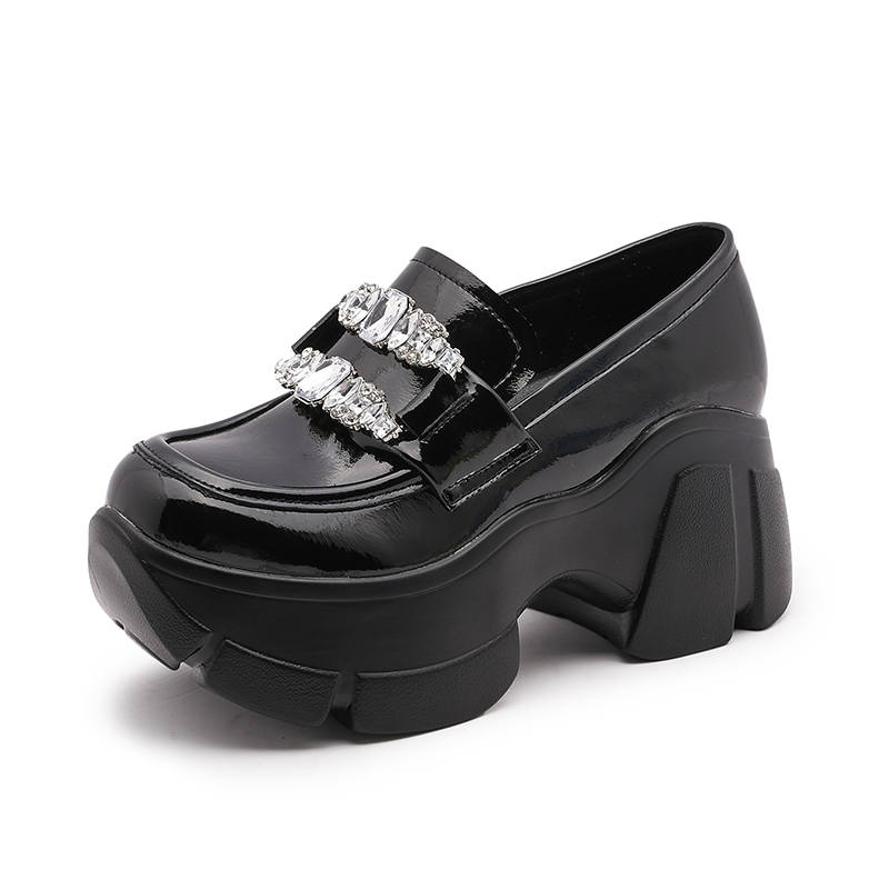 MILANLIANGE Microfiber Leather Loafers 8cm Women's