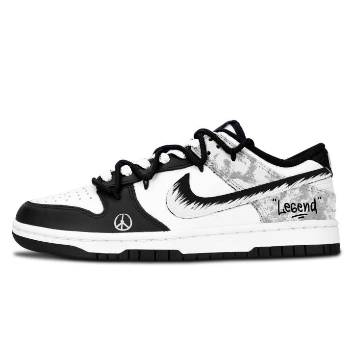 Nike Nike Dunk Black White, Ink Stamp Legacy Abrasion Resistant Abrasion Resistant Low top Skateboard Shoes Unisex Gray
