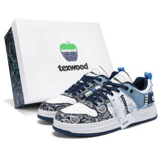 TEXWOOD Chinese Style Blue And White Porcelain Collection Low top Skateboard Shoes Unisex