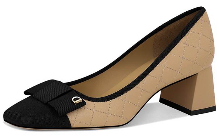 JESSICA SOPHIA Sheepskin Chunky Heel High Heels 5CM Women's