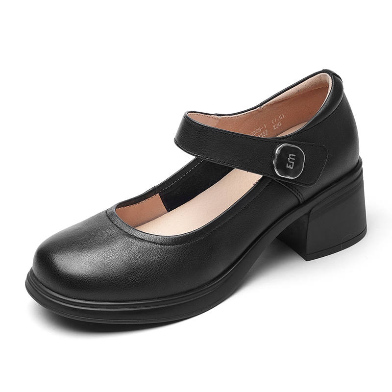 XINNUO Cow Leather Mary Jane Shoes Women's Black