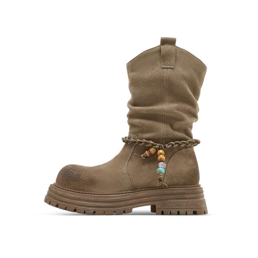 C°BANNER C°BANNER Cow Split Leather Crew Combat Boots Women's