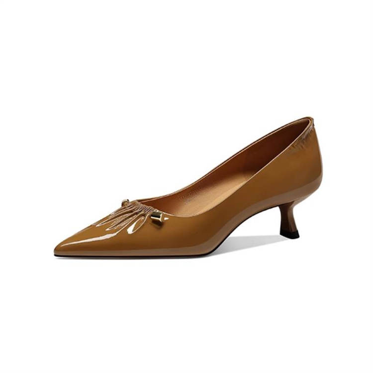 JESSICA SOPHIA High Heels Patent Leather Casual Shoes 4cm Women's Amber Brown