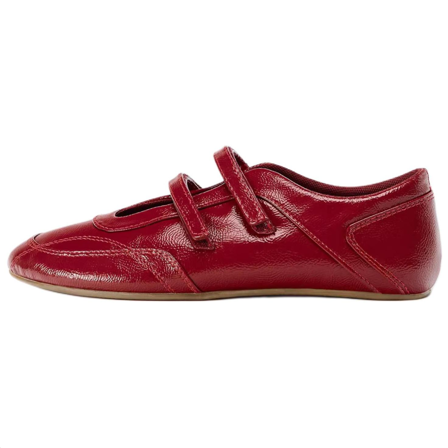 ZARA New Year Pu Casual Shoes 0.5cm Women's Red
