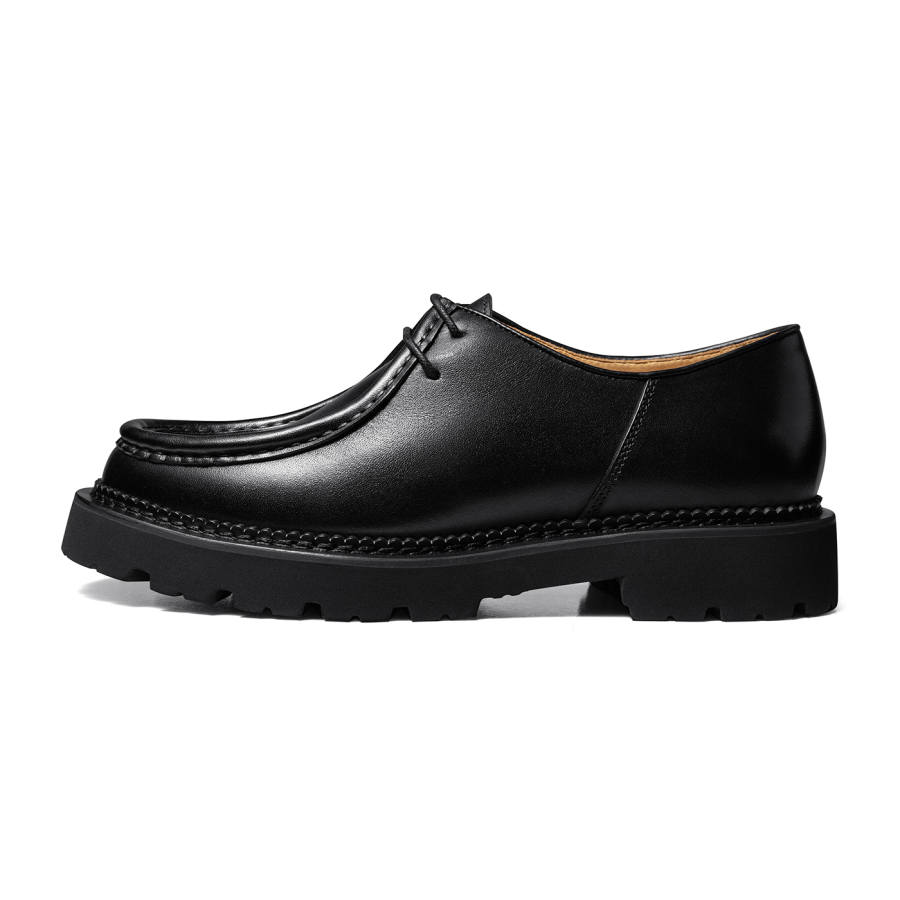 THOM WILLS Vintage British Style Calfskin Kangaroo Shoes, Old Money Style Casual Shoes Men's Black