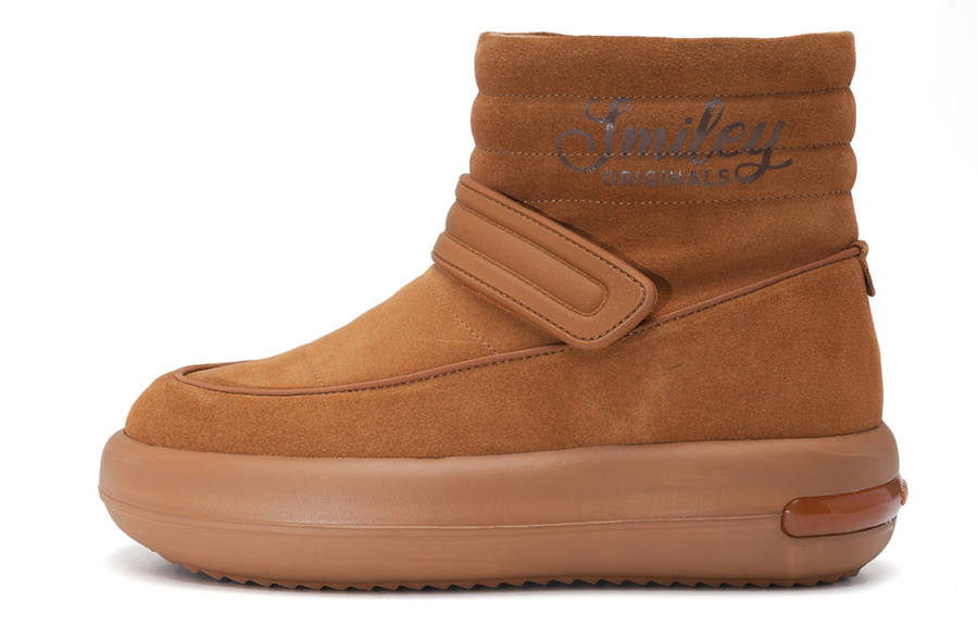 SMILEY SMILEY Cow Split Leather Short Snow Boots Unisex