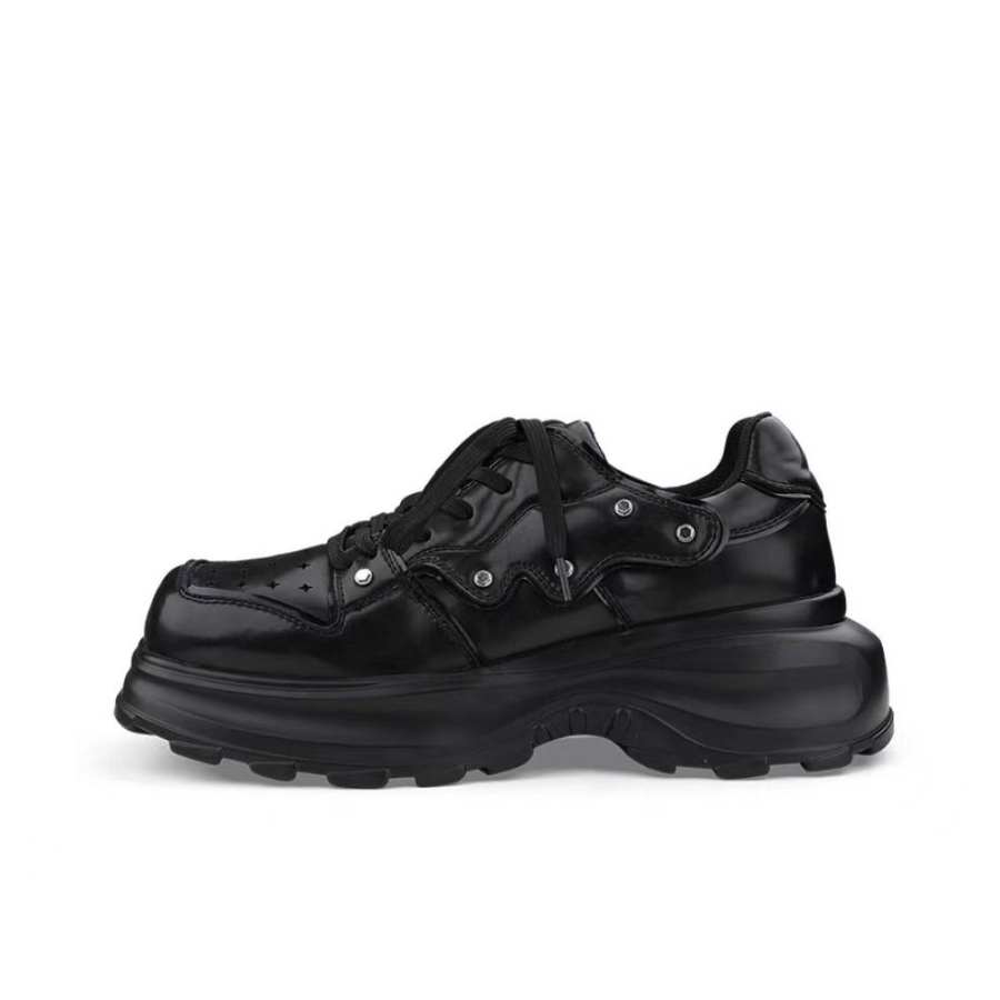 ZHENRAN ZHENRAN Microfiber Leather Low top Chunky Sneakers Men's Black