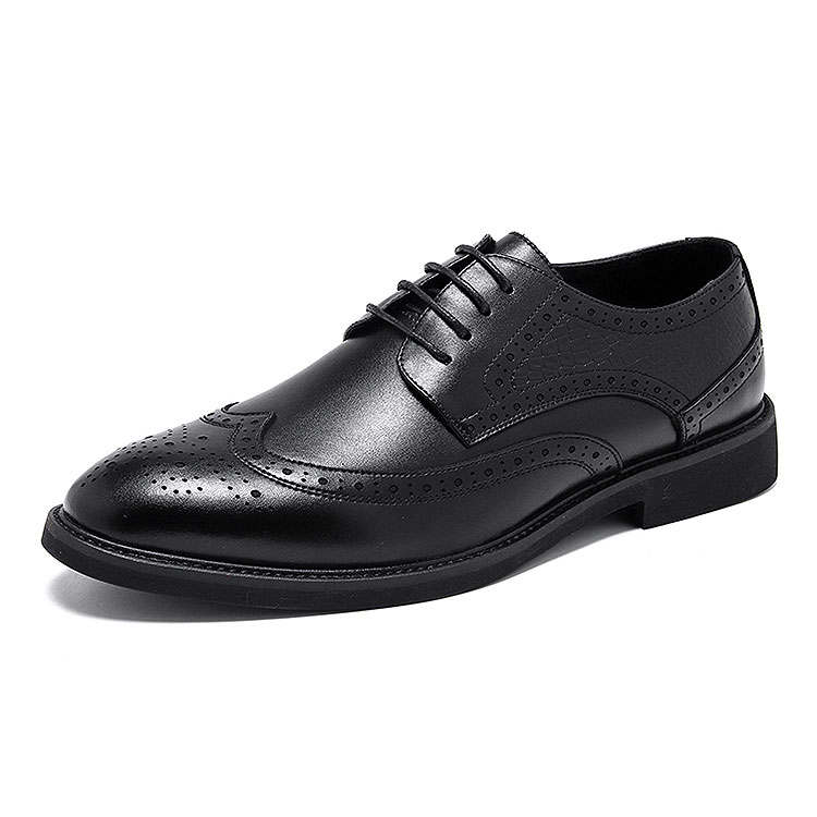 KAQIAODI Cow Split Leather Dress Shoes Men's Black