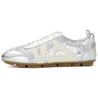 DIBO Cow Leather Abrasion Resistant Low top Casual Shoes Women's Silver