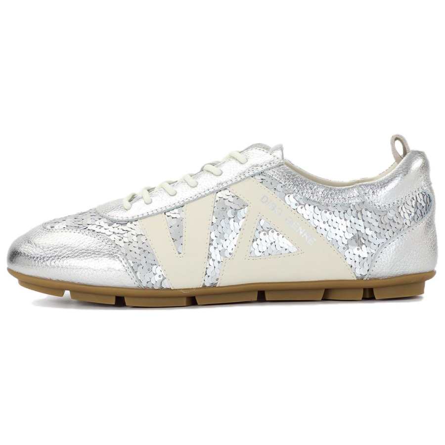 DIBO Cow Leather Abrasion Resistant Low top Casual Shoes Women's Silver