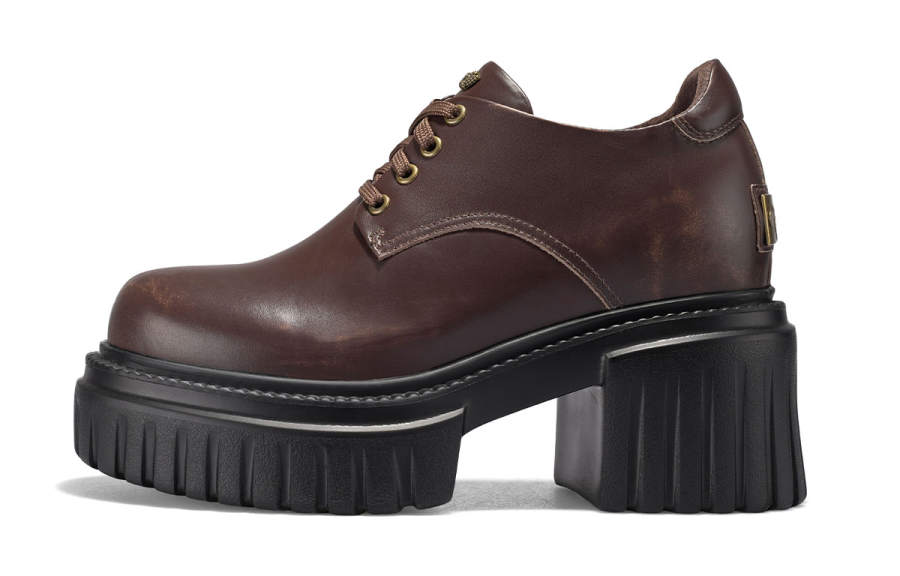 IiJin Cow Leather Casual Shoes Women's Dark Brown