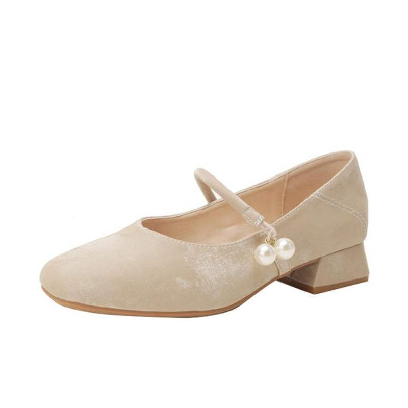 TATAYA Microfiber Leather Mary Jane Shoes Women's Apricot