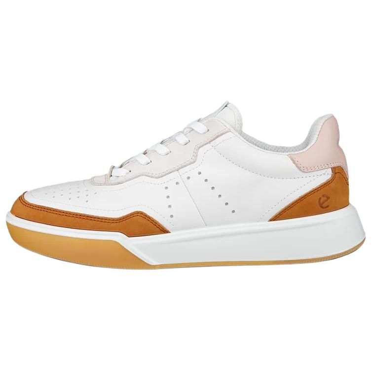 Ecco Street Court W Fashion Trend Cushioning Low top Casual Shoes Women's White Brown