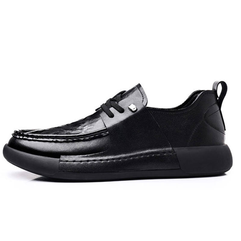 SENJIALUO Cow Leather Low top Casual Shoes Men's Black