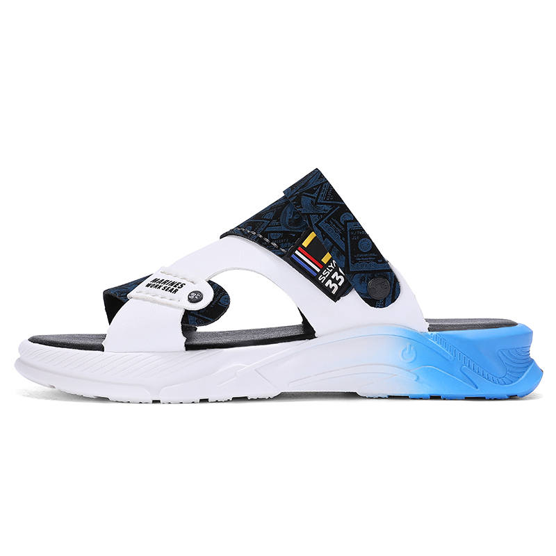 CAOZE Beach Sandals Men's Black Gray Blue