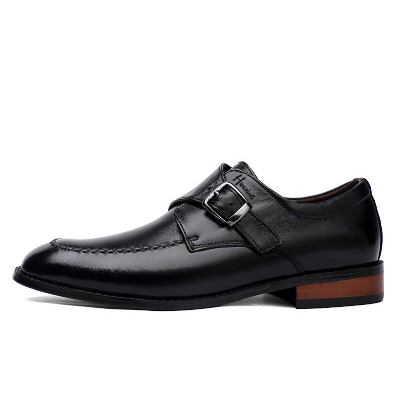 HAOXING Top Grain Cow Leather Dress Shoes Men's Black