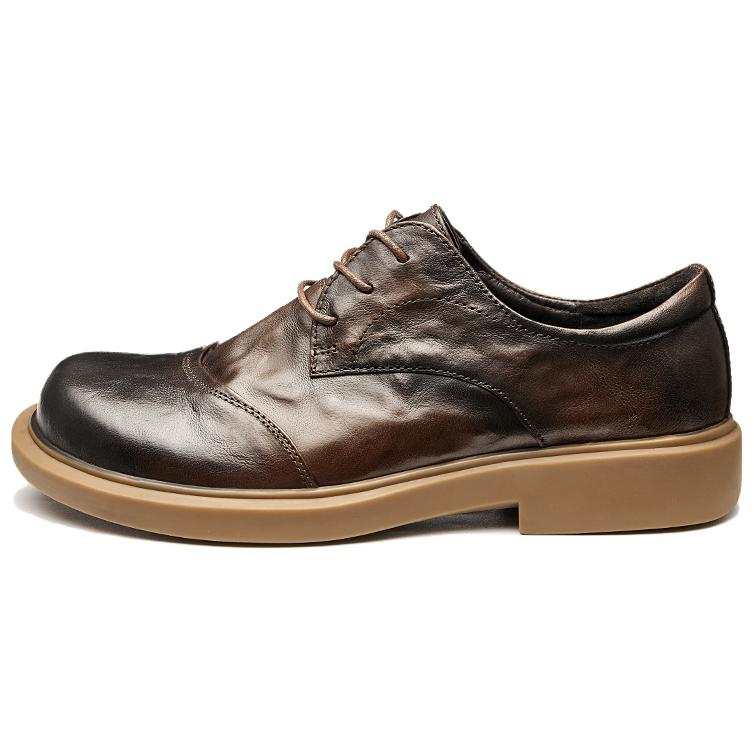 Brounvanm Casual Leather Shoes Men's Low Top Coffee/Black