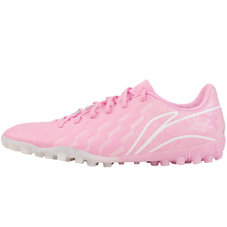 Li-Ning Li Ning TF Turf Artificial Turf Synthetic Leather Slip Resistant Abrasion Resistant Soccer Shoes Men's Pink White