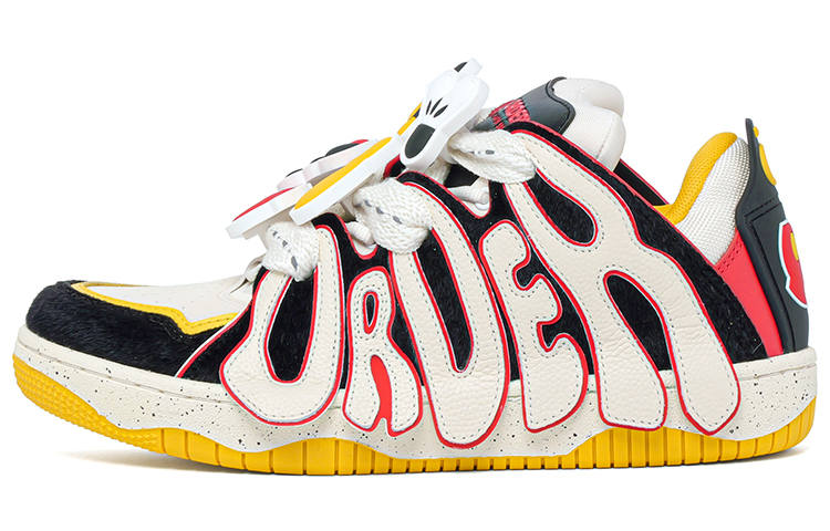 OLD ORDER Disney x OLD ORDER Skater 001 Puffy Shoes Cow Leather Comfortable Coverage Low top Skateboard Shoes Unisex