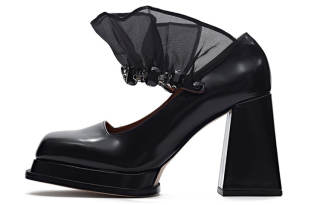 SHUSHU/TONG Top Grain Cow Leather Chunky Heel High Heels 10cm Women's Black