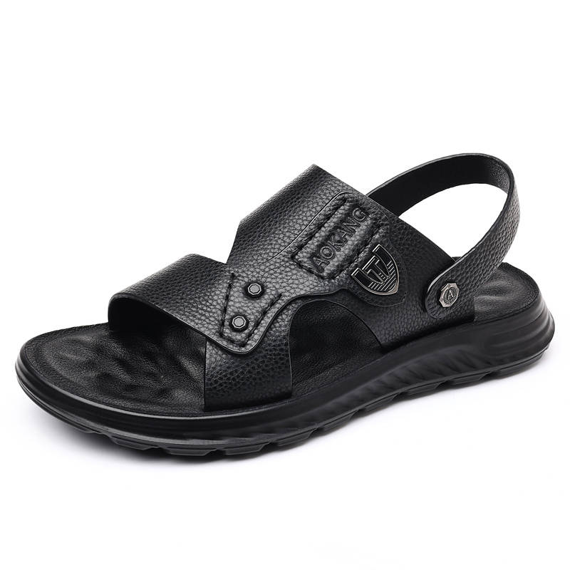 AOKANG Top Grain Cow Leather Beach Sandals Men's