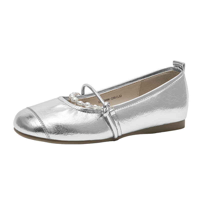 GEMEIQ Mary Jane Shoes Women's White, Silver