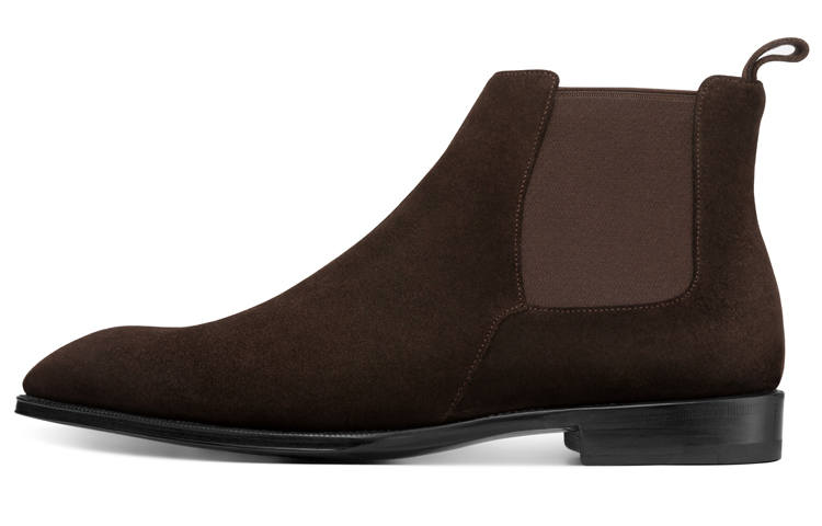 THOM WILLS British Business Suede Boots Cow Suede Chelsea Boots Men's Dark Coffee