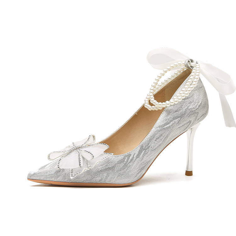 Ainer-cat Ainer cat Confessions Collection Slim Heel High Heels 8cm Women's Silver Box