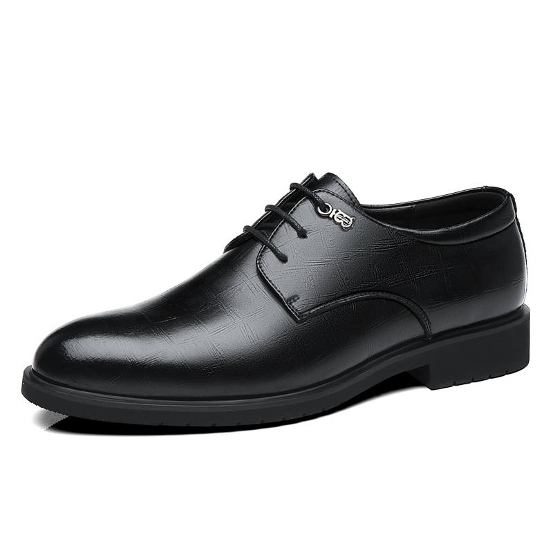 CITONGXIANSHENG Cow Split Leather Minimalist Fashion Casual Shoes Men's Black
