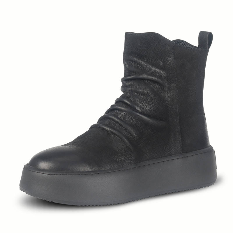 TAIDIAN Top Grain Cow Leather Combat Boots Men's Black