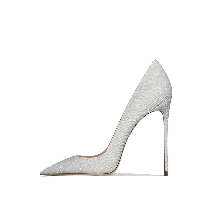 Ganxiaojie Slim Heel High Heels Women's Sparkling Silver
