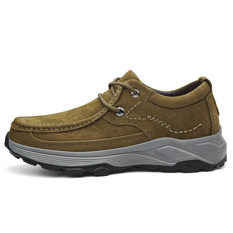 CITONGXIANSHENG Top Grain Cow Leather Casual Shoes Men's Khaki