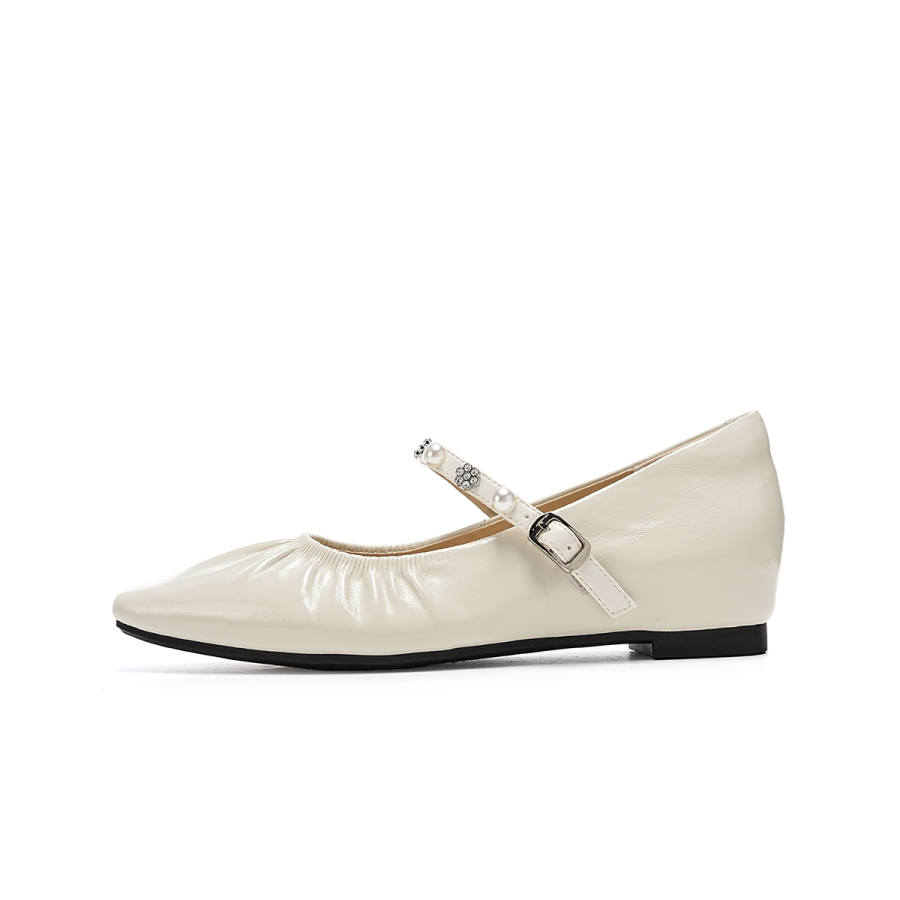 EBLAN Top Grain Cow Leather Flat Mary Jane Shoes Women's
