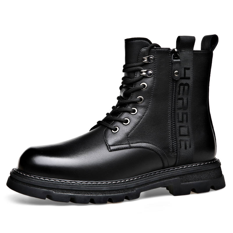KAQIAODI Cow Split Leather Short Combat Boots Men's