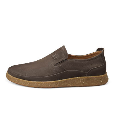 GESHISHI Casual Leather Shoes Men's Low Top Khaki/Yellow Brown