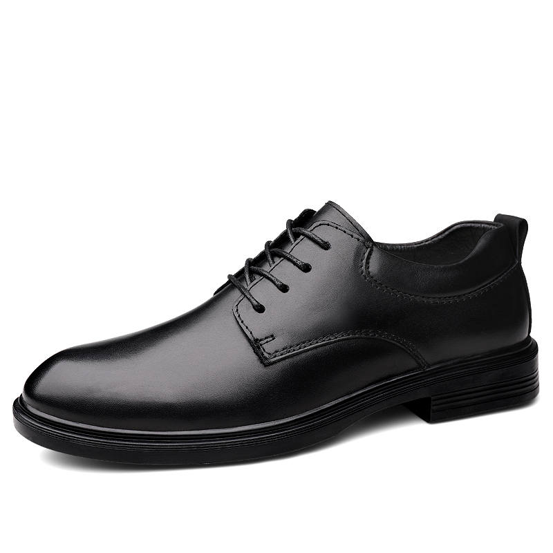 GONGNIULEITING Top Grain Cow Leather Dress Shoes Unisex Black