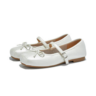 CHIBANG Cow Split Leather Flat Mary Jane Shoes 1.5cm Women's
